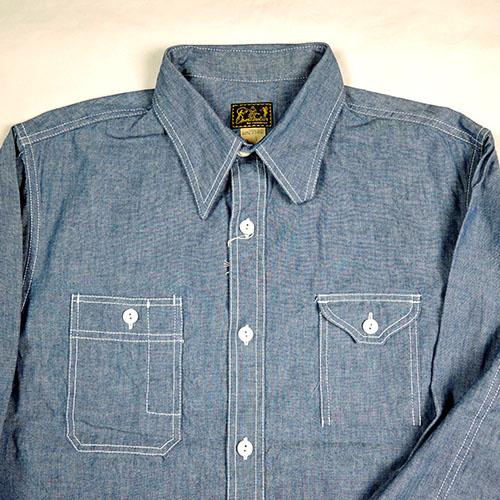 クッシュマン CUSHMAN 25580 CHAMBRAY WORK SHIRTS リラックスフィット　シャンブレーワークシャツ｜manufactures-japan｜02