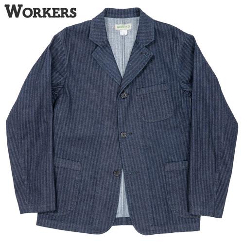 WORKERS ワーカーズ WORKERS Lounge Jacket, Indigo Herringbone