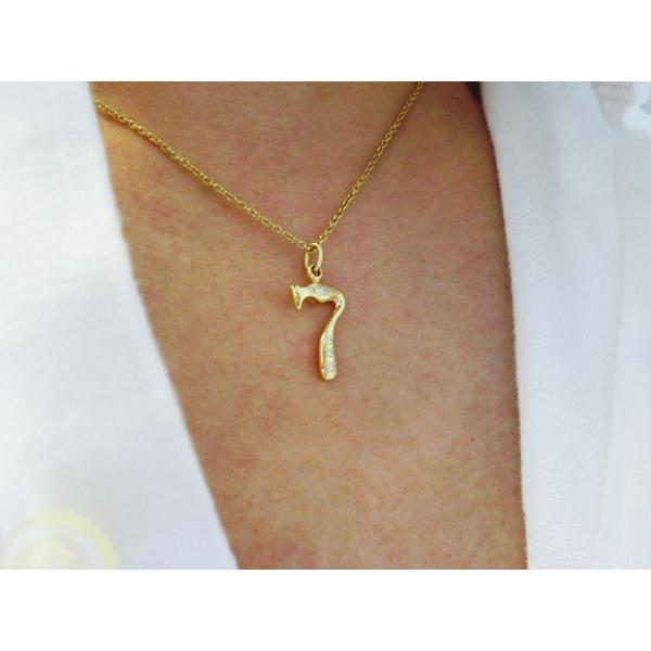 ナンバー7 ペンダント ネックレス K18 ネックレス 数字 ナンバー ダイヤモンド装飾 No.7 K18幅0.8