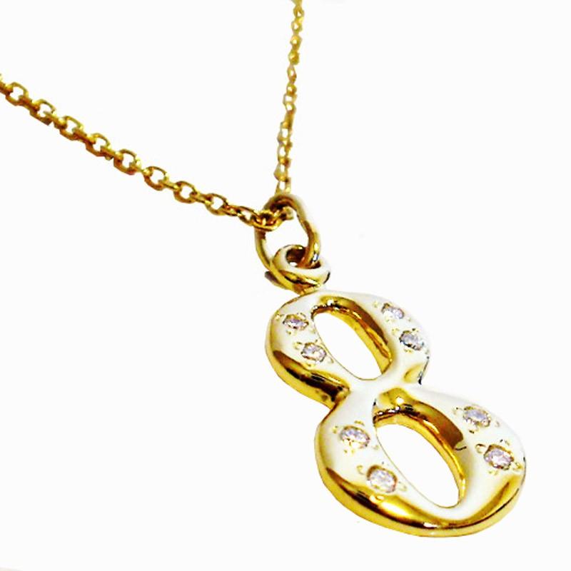 K18 ネックレス 数字 ナンバー ダイヤモンド装飾 No.8 K18 1.0mm幅