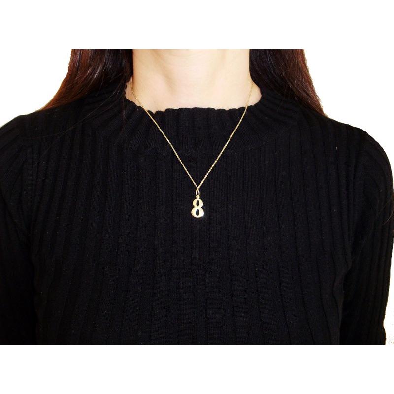 K18 ネックレス 数字 ナンバー ダイヤモンド装飾 No.8 K18 1.0mm幅