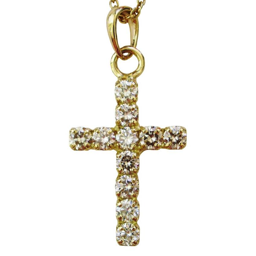 K18 ダイヤモンド クロスペンダント 18金 大粒ダイヤのクロスペンダント