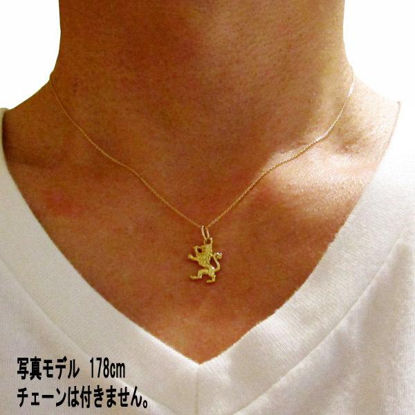 送料無料 K18 18金 ライオン紋章ペンダント ダイヤモンド装飾 メンズ