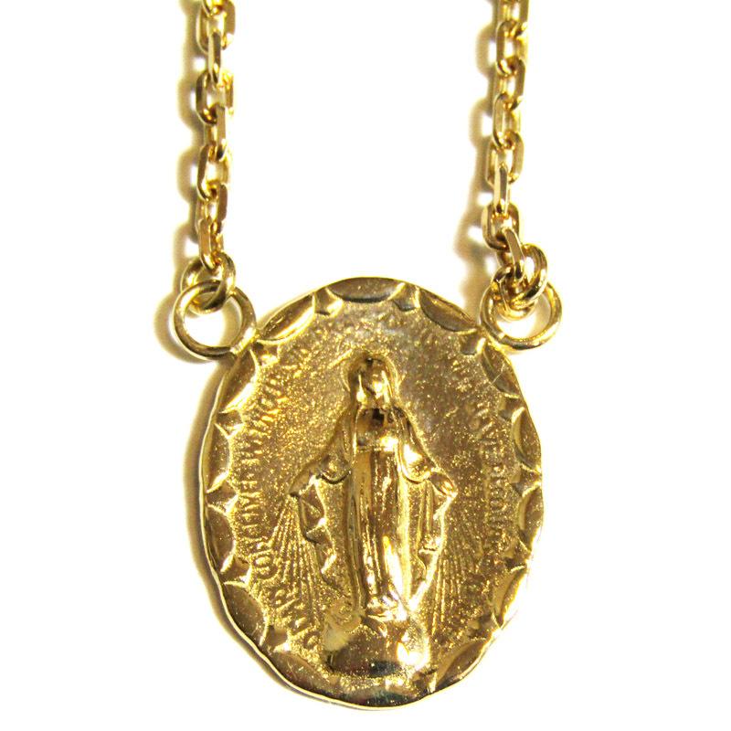 K10 ネックレス マリア モチーフ K10 マリアネックレス メンズ レディース 10金コインネックレス : Luz