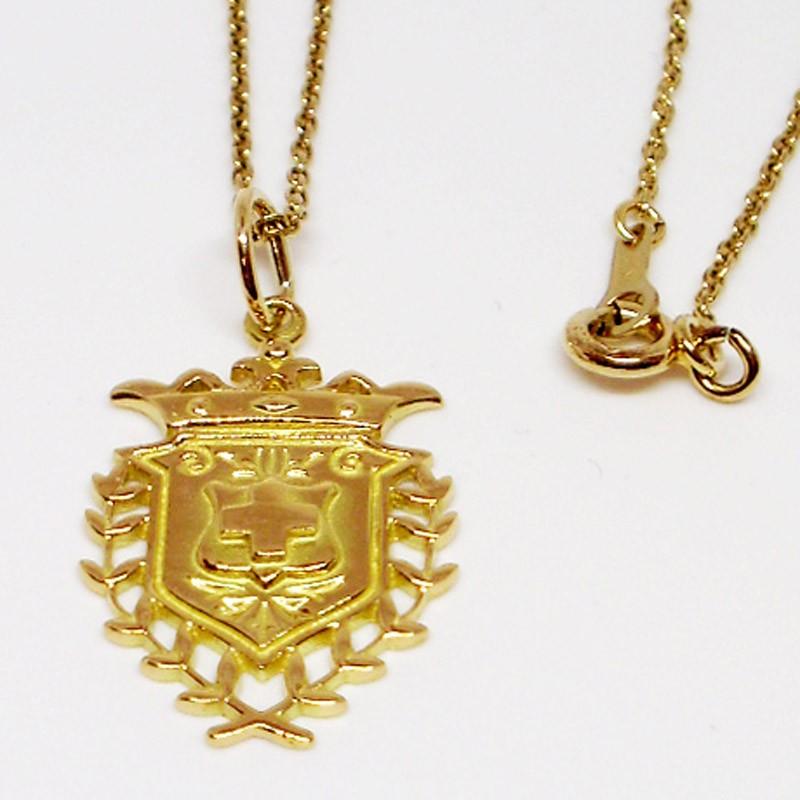 K18紋章 ネックレス 18金 エンブレムペンダントと0.8mm幅チェーンのネックレス 40cm ~ 60cmの画像
