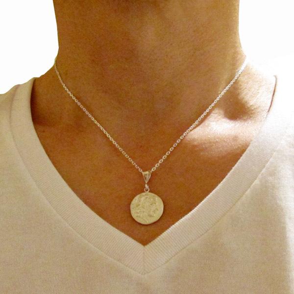 古代ギリシャ  アレキサンダー大王 ペンダント トップ  シルバー925製 シルバー925 コインペンダント 古代ギリシャ アレキサンダー大王