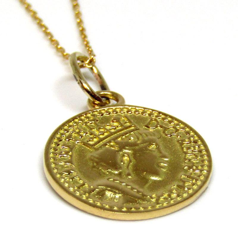 【値段交渉可：送料込】 K18コインネックレス 1ペニーエリザベスコイン　K18 0.8mm幅チェーン 【TMF1099118315】(39230円)