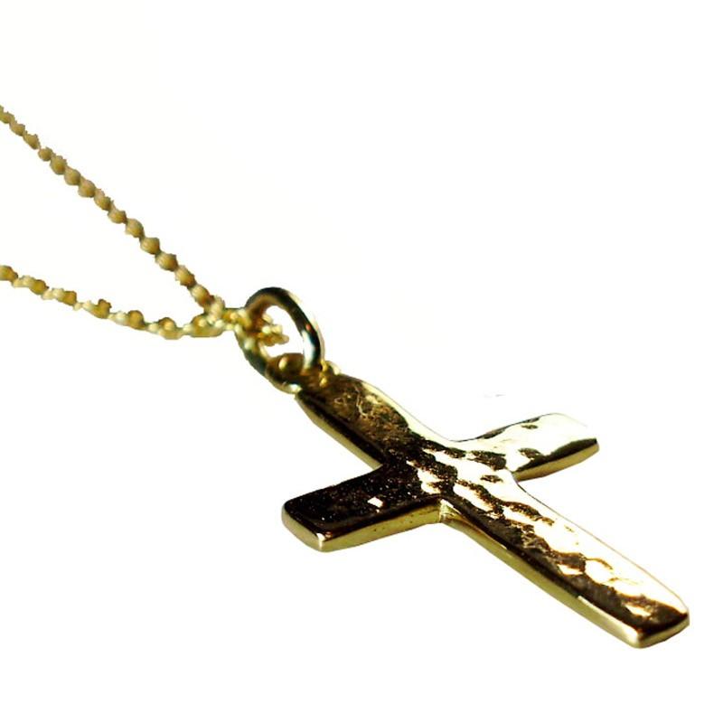 18金 クロスネックレス ツチメ加工 K18 幅0.8mm チェーン : Luz