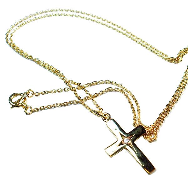 K10 クロスネックレス ダイヤモンド装飾 メンズ レディス : Luz azul