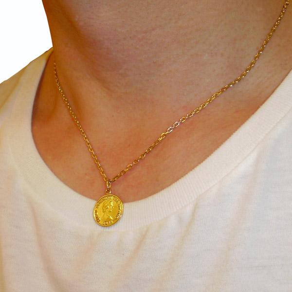 K18エリザベスコインペンダントとSilver925 18金コーテイングチェーン  