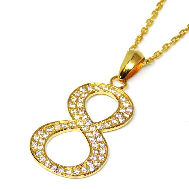 ノンブル ナンバーネックレス【8】Lサイズ K18イエローゴールドチェーンセット ナンバーネックレス No.8 メンズ レディース シルバー925 CZジルコニア