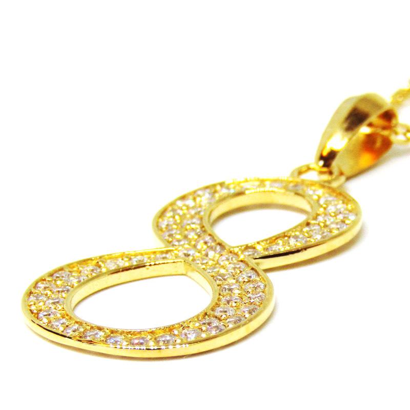 ナンバーネックレス No.8 メンズ レディース シルバー925 CZ