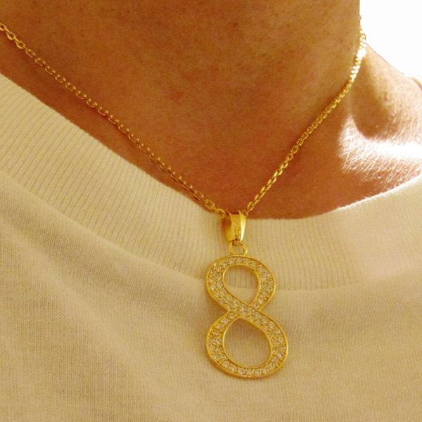 Diamond number NO.８ ネックレスセット SJX DIAMOND NUMBER CHARM 「8」 K18 YG 6ZC0118 ダイヤペンダント