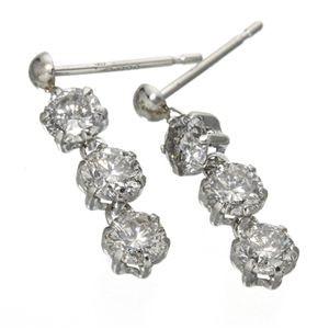 PT1ctスリーストーンダイヤモンドピアス プラチナ