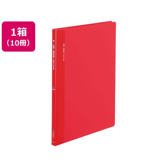大人も着やすいシンプルファッション クリヤーブック 固定式サイドスローA4 40ポケット 赤 10冊　コクヨ　ラ-820R クリアファイル
