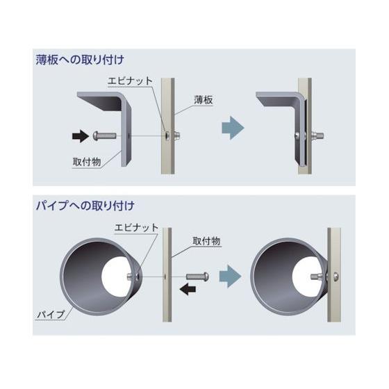 エビ ブラインドナット エビナット (平頭・アルミ製) 板厚2.0 M4×0.　ロブテックス　1259954 - 2