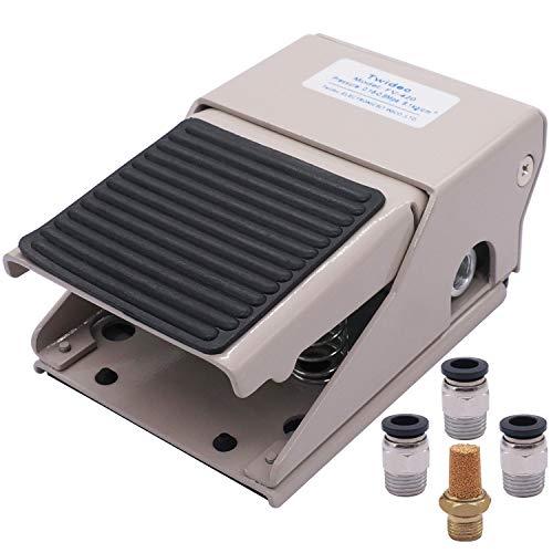 Twidec/Pneumaticフットペダルバルブキット1/4"NPT 4 Way 2ポジション糸通しゴム滑り止め圧力制御フットスイッチ消音器