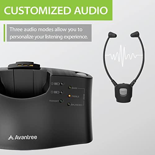 【ふるさと割】 Avantree HT 381-高齢者や耳の不自由な方のためのワイヤレスTVイヤホン、音声明瞭化、L/Rバランス音量コントロール、アンビエントモード、デジタルテレビと