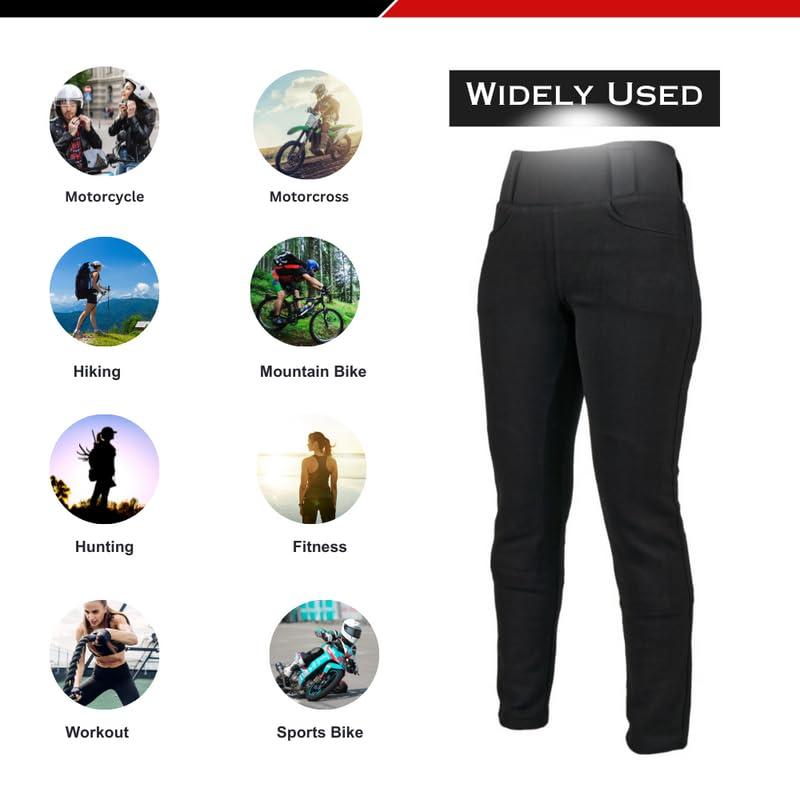 ラッピング不可  STOCKODEA Women Motorcycle Pants Motorcycle Leggings for Women-Removable CE Armor Protective Knee Pads-Short Leg (M=W 28”) 黒