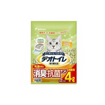 デオトイレ　消臭抗菌シート20枚×4P ラクラクサンド　4L×4Pセット デオトイレ ユニチャーム 飛び散らない消臭・抗菌サンド4L : マペット