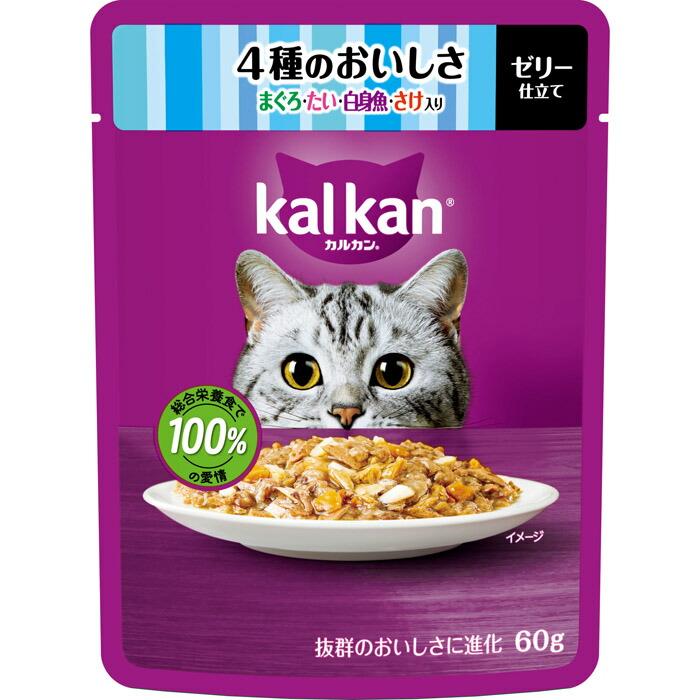 カルカン パウチ 2種のセレクション 4種のおいしさ まぐろ・たい・かにかま・ささみ入り 4種のおいしさ まぐろ・たい・白身魚・さけ入り 60g×8袋 |  | 02