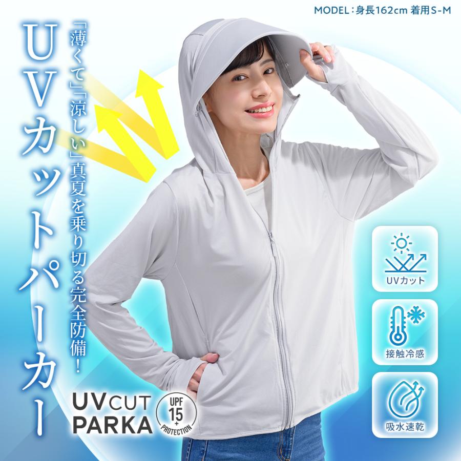 UVカットパーカー フェイスガード付 涼しい 接触冷感 薄手 軽量 ツバ