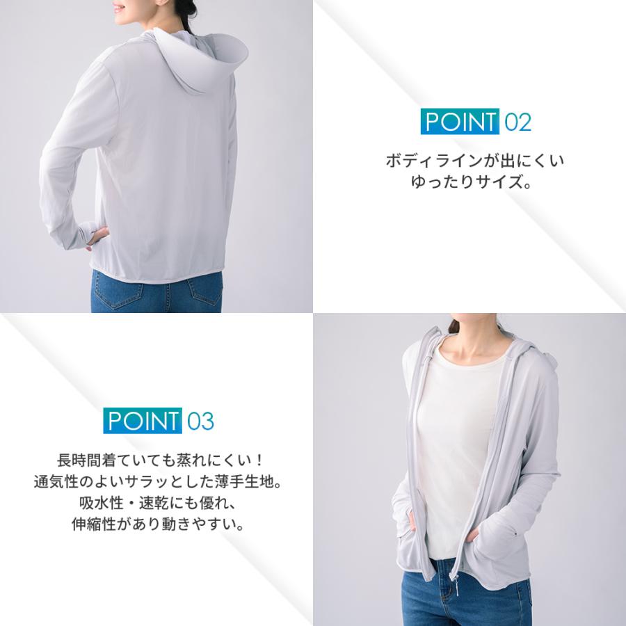 UVカットパーカー フェイスガード付 涼しい 接触冷感 薄手 軽量 ツバ