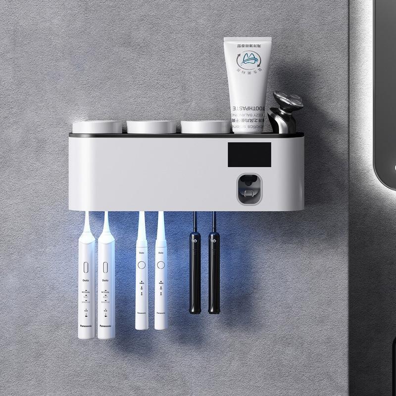 日本全国 送料無料歯ブラシホルダー 自動歯磨き粉チューブ歯ブラシ立て 洗面所 壁掛け 電動歯ブラシ バスルーム収納 収納 マグネット 洗面所用品 