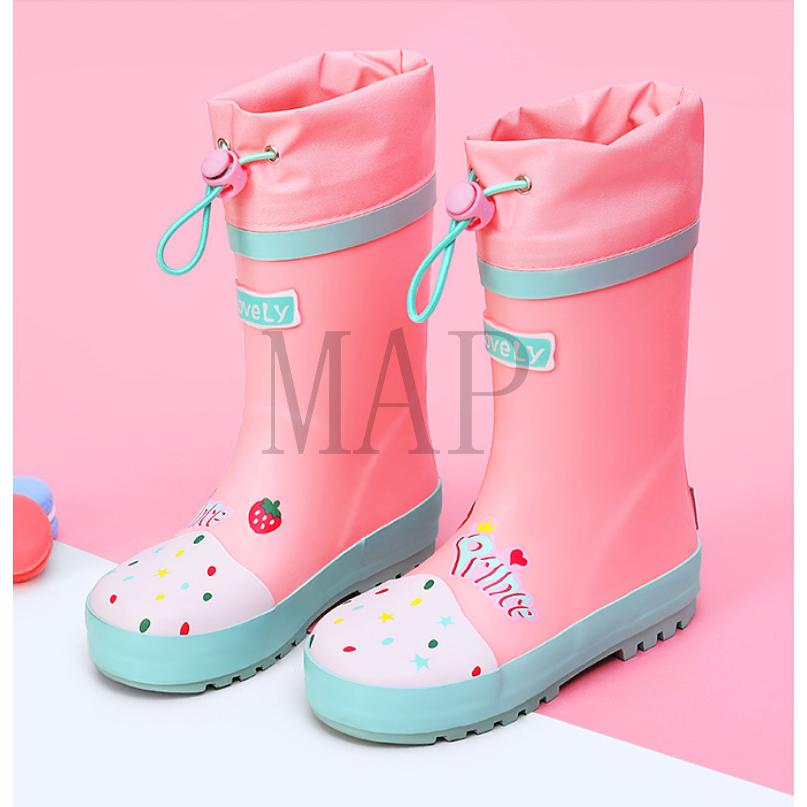 長靴 キッズ 女の子 レインブーツ 子供 おしゃれ リボン レインシューズ 軽量 軽い かわいい 小学生 カバー フード付 梅雨 お得