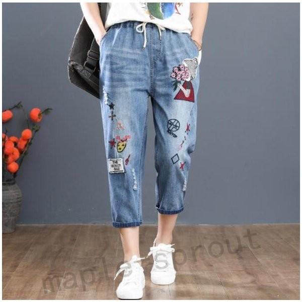レディースファッション 2種類選べる クロップドパンツ森ガールズボン パッチ刺繍 デニムパンツレディース エスニック風九分丈ボトムス ジーパン ジーンズ春カジュアルパンツ Mmq0eqp1lq Www Boulevardrestaurants Com