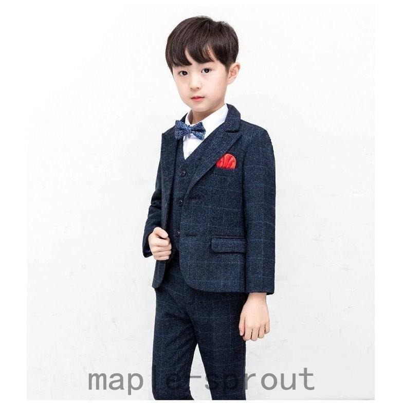 スーツセット 4点 冬 秋 春 男の子 キッズ 洋装 子供服 紳士服 チェック柄 男の子スーツ 子供スーツ コサージュ ネクタイ ズボン ジャケット スーツ ブレザー お得 Www Ageti Fr