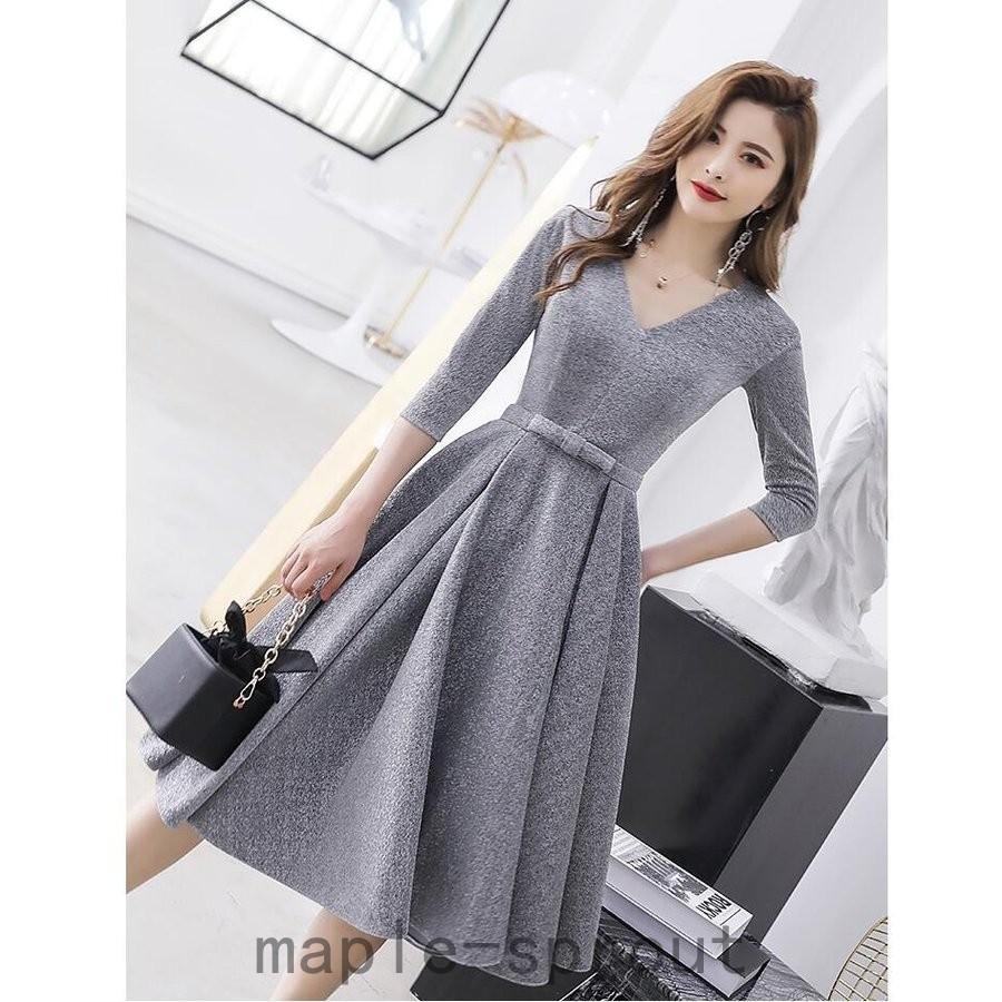 袖あり ミモレドレス パーティードレス 10代 代 30代40代 ミディアムワンピース おしゃれ フォーマル カラードレス 結婚式 二次会 舞台衣装 披露宴 演奏会 Fug4fycixl レディースファッション Windowrevival Co Nz