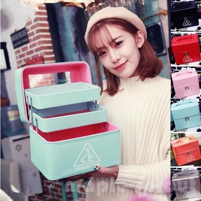 7color 3ce 3ceメイクボックス コスメボックス おすすめ特集 鏡付き 雑貨 小物入れ 持ち運び可 美容 プロ ネイル 化粧品 ジュエリー ボックス 大容量 収納