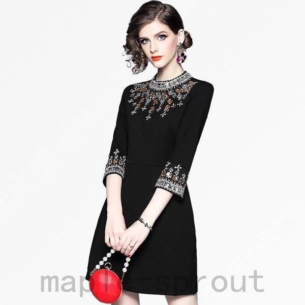 偉大な ビジューワンピース 秋 冬 レディース 七分袖 長袖 Aライン ミニ ハイネック おしゃれ Shi M3ut4owf かえで屋 通販 Yahoo ショッピング 売り尽くしセール Skylanceronline Com