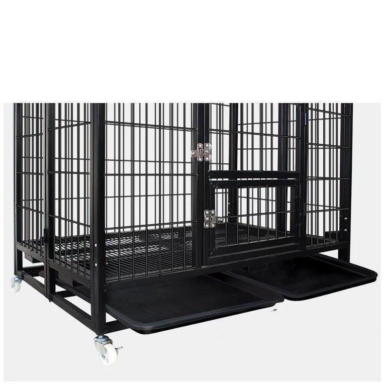 【値段交渉可：送料込】 ペットケージ 鉄製 犬檻 犬小屋 ケージ ペットサークル ドッグケージ ペットフェンス 大型 中型犬用 ペット用品 ダブルドア キャスター付き 【2298277291】(12510円)