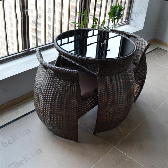 【初期/レア】 ラタン調 テーブル チェアー 3点セット ガーデンテーブル ガーデンソファー チェア収納可能 コンパクト 防水 省スペース 屋外家具 ベランダ ホテル 【1275820504】(45540円)