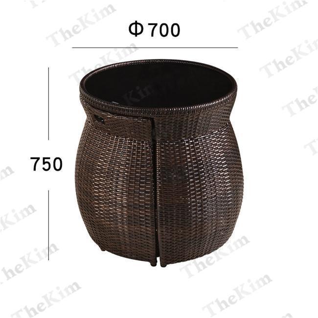 【初期/レア】 ラタン調 テーブル チェアー 3点セット ガーデンテーブル ガーデンソファー チェア収納可能 コンパクト 防水 省スペース 屋外家具 ベランダ ホテル 【1275820504】(45540円)