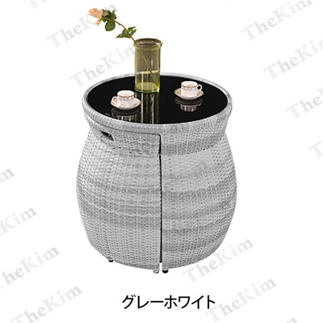 【初期/レア】 ラタン調 テーブル チェアー 3点セット ガーデンテーブル ガーデンソファー チェア収納可能 コンパクト 防水 省スペース 屋外家具 ベランダ ホテル 【1275820504】(45540円)