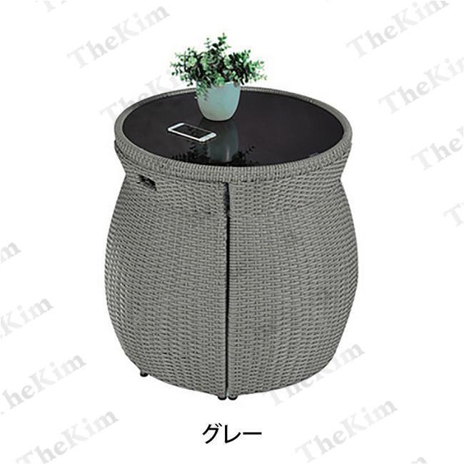 【初期/レア】 ラタン調 テーブル チェアー 3点セット ガーデンテーブル ガーデンソファー チェア収納可能 コンパクト 防水 省スペース 屋外家具 ベランダ ホテル 【1275820504】(45540円)