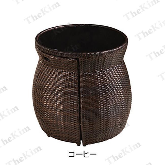 【初期/レア】 ラタン調 テーブル チェアー 3点セット ガーデンテーブル ガーデンソファー チェア収納可能 コンパクト 防水 省スペース 屋外家具 ベランダ ホテル 【1275820504】(45540円)