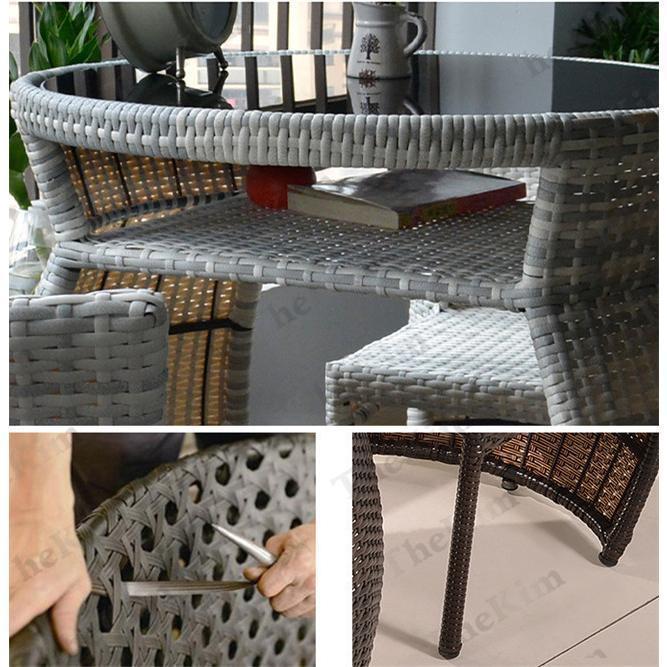 【新品 未使用 日本製】 ラタン調 テーブル チェアー 3点セット ガーデンテーブル ガーデンソファー チェア収納可能 コンパクト 防水 省スペース 屋外家具 ベランダ ホテル 【JSB1222815009】(43648円)