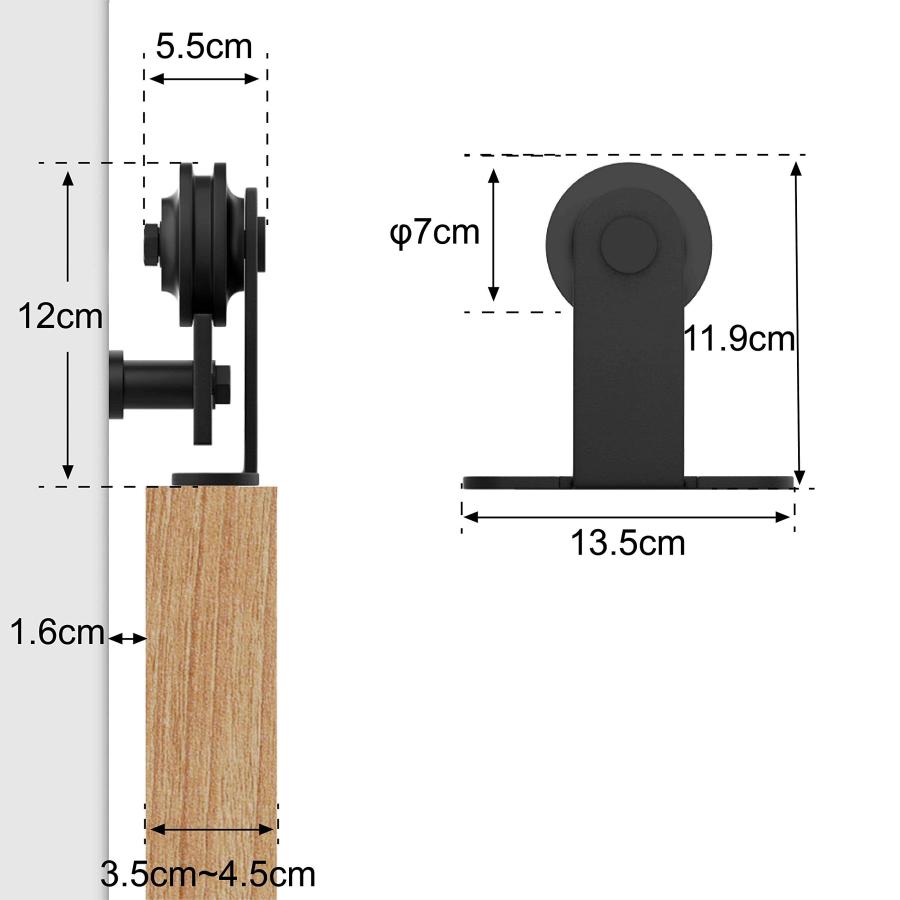 ZEKOO 吊り引き戸レール バーンドア金具 引き扉 4 FT (1.22