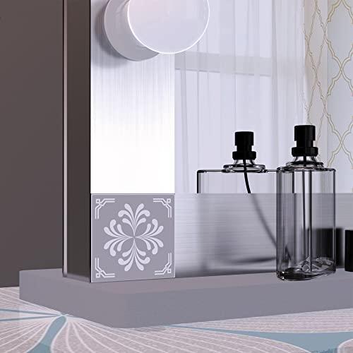 ANYHI 女優ミラー 化粧鏡 ライト付き大型バニティミラー、87 x 68cm ライト付きハリウッドメイクアップミラー、12個の交換可能なLED電球、USB充電ポート付き卓上 68cm