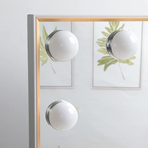 Wonstart 女優ミラー 化粧鏡 卓上用 ハリウッドミラー 15個LED電球付き 3色調光 明るさ調整可能 10倍拡大鏡付き 75ｘ54CM 