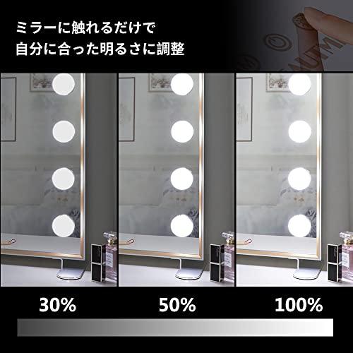 Wonstart 女優ミラー 化粧鏡 卓上用 ハリウッドミラー 15個LED電球付き 3色調光 明るさ調整可能 10倍拡大鏡付き 75ｘ54CM 