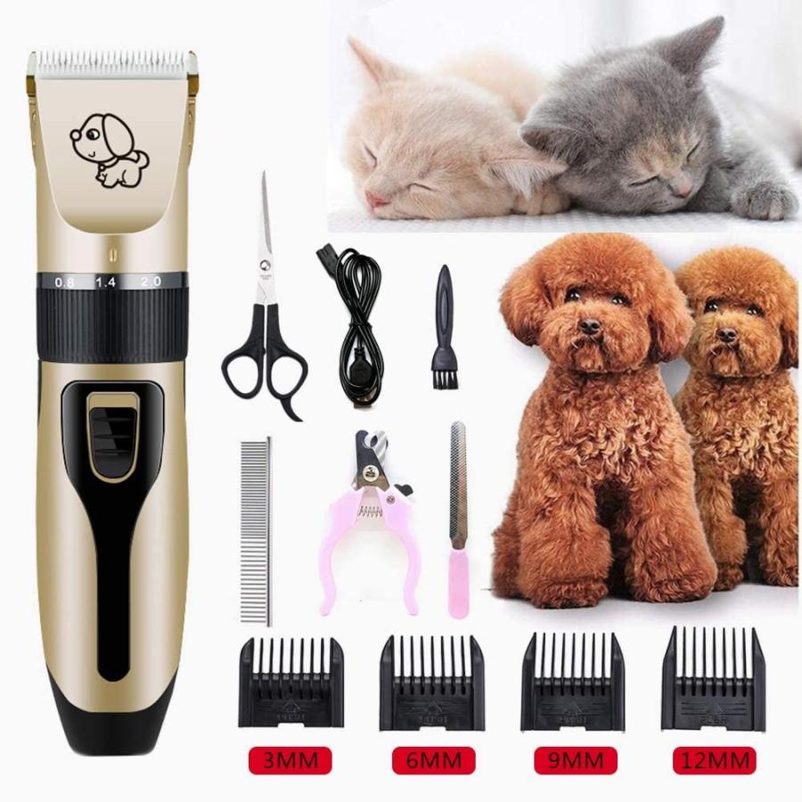 ペット用 バリカン プロ用 家庭用 電動バリカン 低騒音 11点セット 犬 猫 トリマー ト 充電式 コードレス 足裏 全身カット用 Usb Supersport Tn
