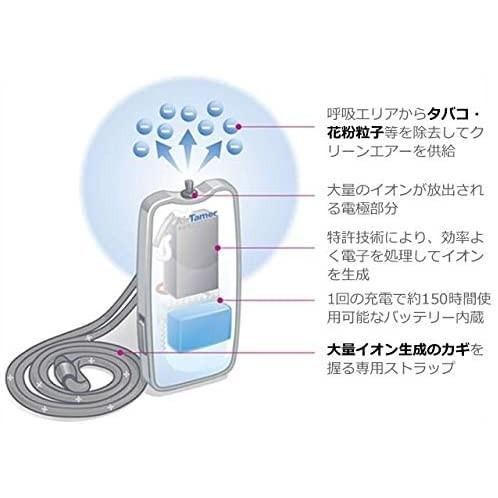 花粉 タバコの煙対策に USB 携帯用 首掛け式 空気清浄機 イオン発生器 エアー テイマー Ｚ ATMR-3 ブラック メタルケー