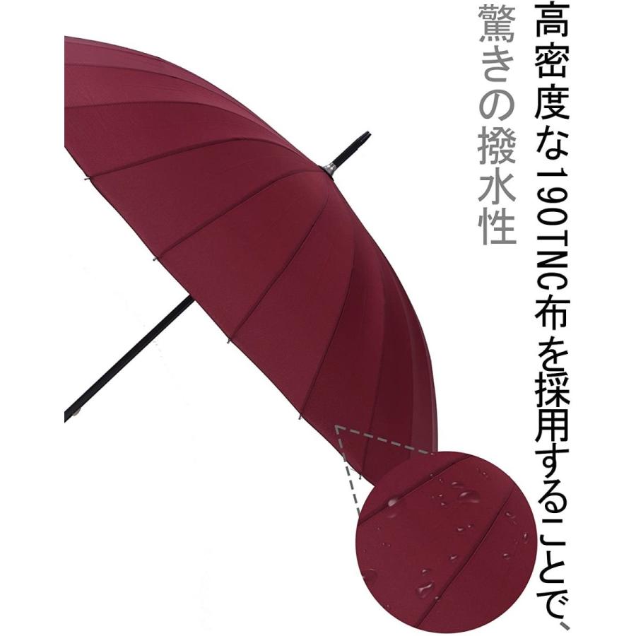 ORIENEX(オリエンネックス) 長傘 レディース傘 高強度24本骨 紳士傘 雨に濡れると花が浮き出る 全14色 母の日 ギフト (小豆色 和傘