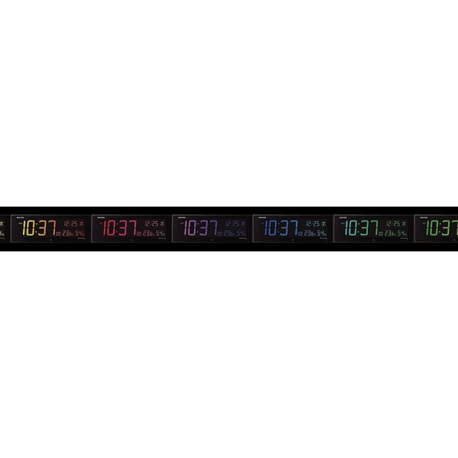 リズム時計 掛け時計 電波 デジタル Iroria G カラー グラデーション LED 365色 表示 黒 RHYTHM 8RZ184SR0｜mapletreehouse｜03