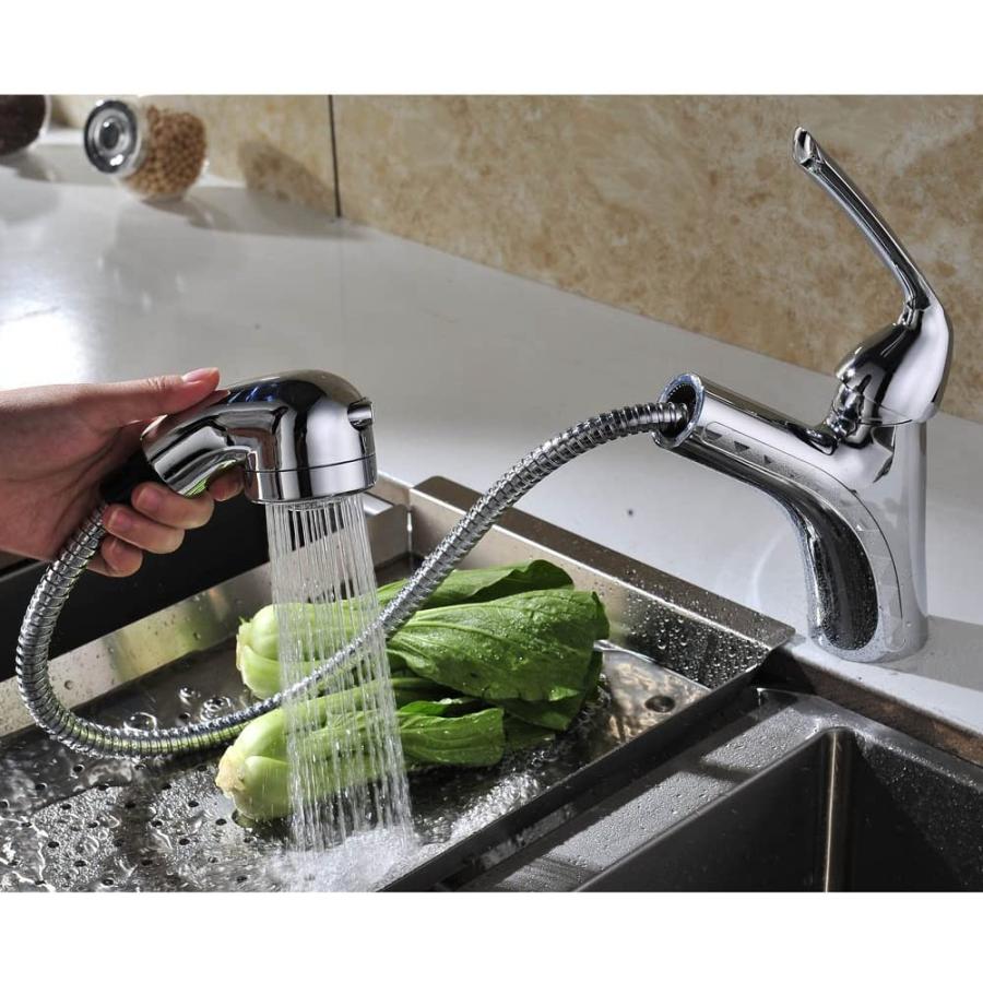 残りわずか 洗面台蛇口 混合水栓 キッチン用 台付き 1穴 シングルレバー ホース引き出し式 整流 シャワー切り替え可能 サテンメッキ Kfpoy00 無料長期保証 Cih Dev Humbird Com